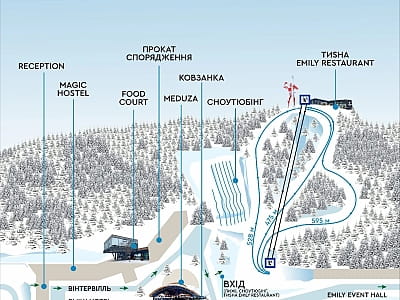 Карта лижних спусків багатофункціонального заміського комплексу "EMILY RESORT" біля Львова
