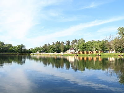 Озеро для риболовлі в заміському комплексі "Лісне ранчо" в селі Лісне, біля Києва